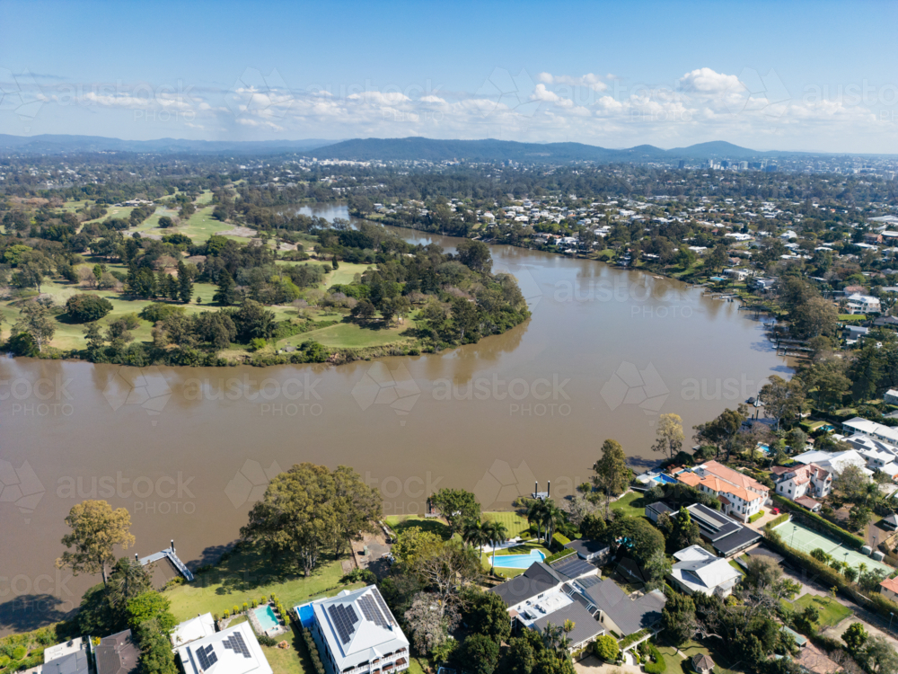 A bend in the Brisbane River area of Yeronga and Indooroopilly - Australian Stock Image