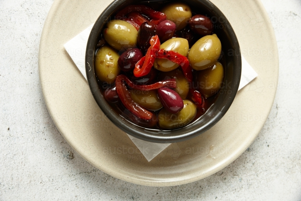 A bowl of olives - Australian Stock Image