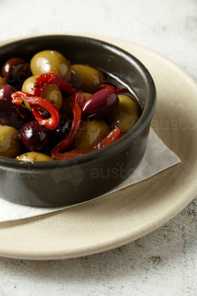 A bowl of olives - Australian Stock Image