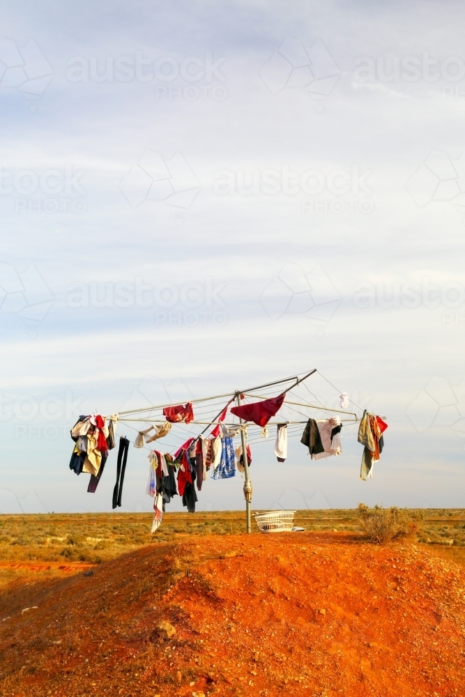 A Clothesline outback - Hills Hoist - in rural South Australia - Australian Stock Image