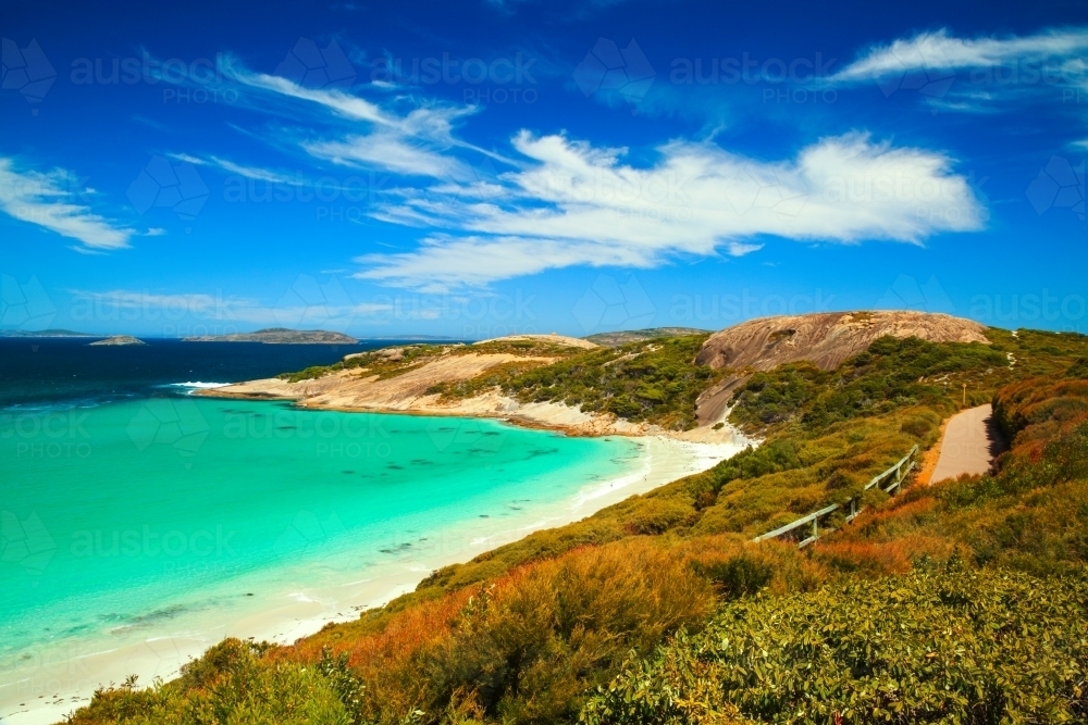 A coastal trail alongside the stunning water at Blue Haven Beach, Esperance - Australian Stock Image