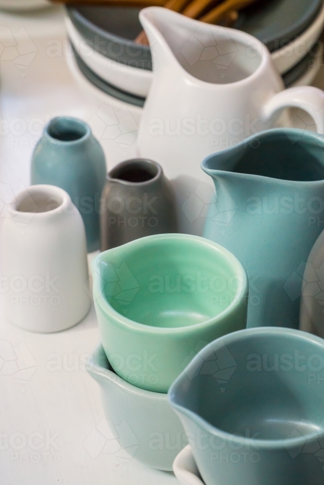 A collection of small jugs - Australian Stock Image