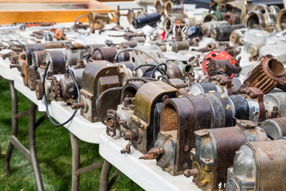 Image of A collection of vintage car parts Austockphoto