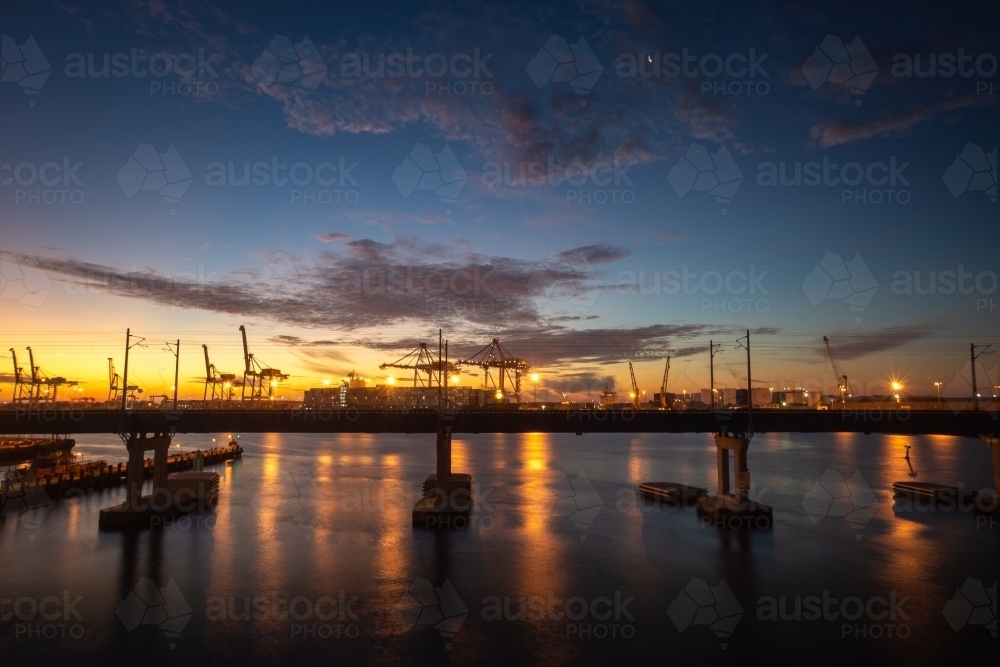A colourful sunset over Fremantle Harbour - Australian Stock Image
