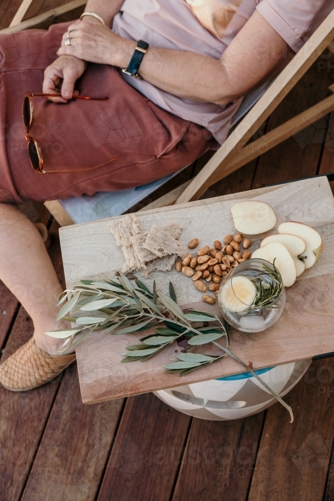 A grazing board and drink awaits. - Australian Stock Image