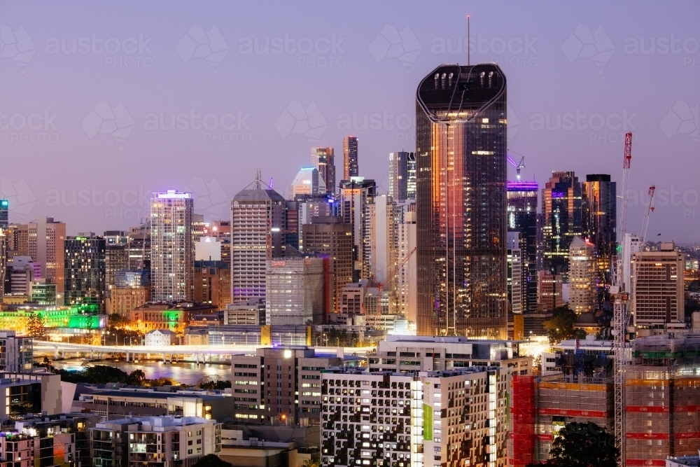 A high vantage point view of the high-rise buildings in the CBD of Brisbane - Australian Stock Image