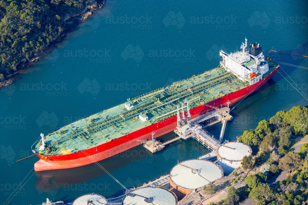 A large oil tanker in Gore Bay at Greenwich - Australian Stock Image