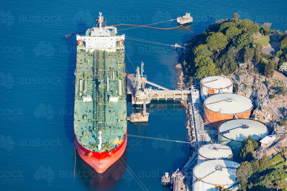 A large oil tanker in Gore Bay at Greenwich - Australian Stock Image