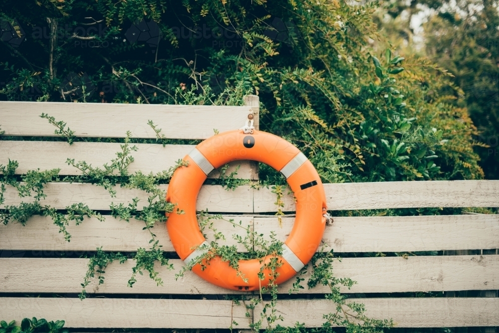 A life ring on a fence - Australian Stock Image
