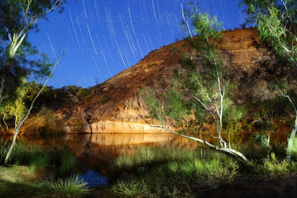 A light-painting during the blue-hour at Ellendale Pool near Geraldton - Australian Stock Image
