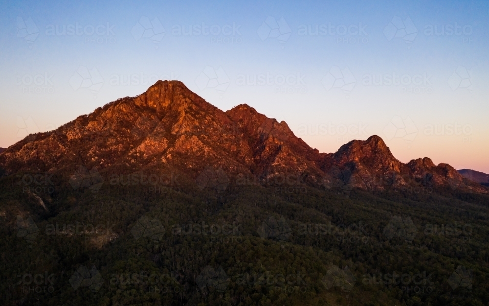 a mountain, mount Barney at sunrise - Australian Stock Image