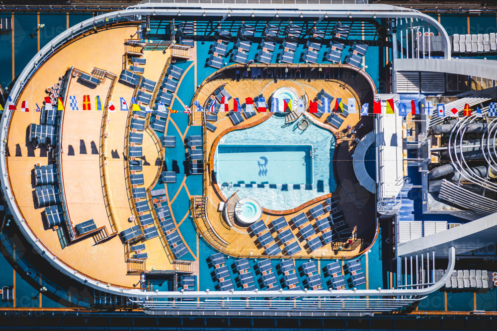A overhead shot of the cruise ship at berth in Circular Quay - Australian Stock Image