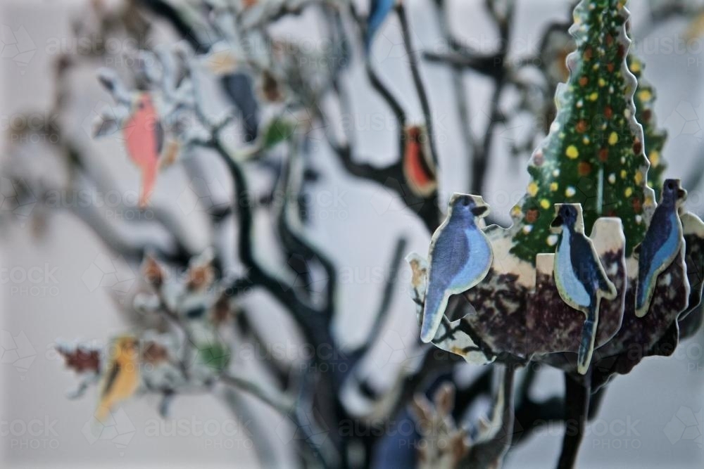 A paper Christmas or advent calendar with birds - Australian Stock Image