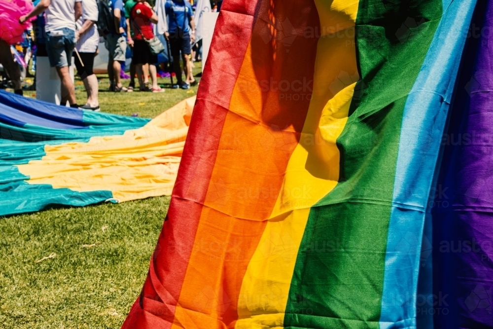 A rainbow flag representing Pride - Australian Stock Image