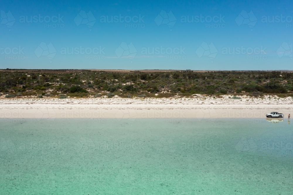 a remote beach on Yorke Peninsula, white sand with calm aqua water - Australian Stock Image