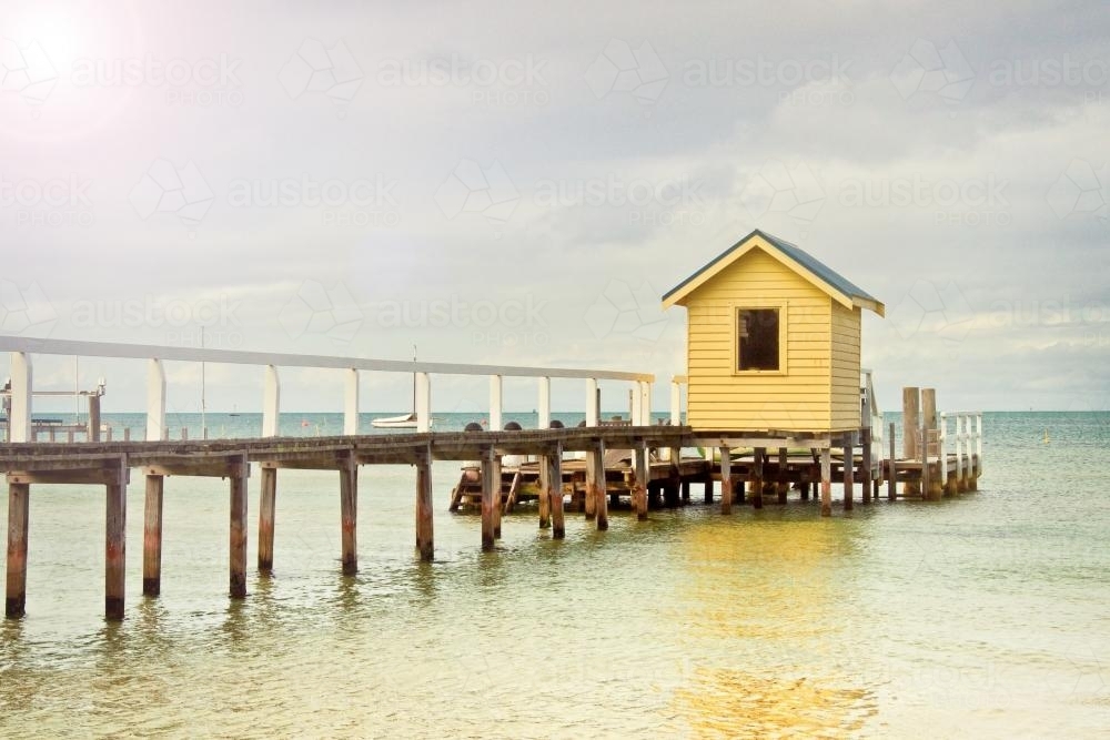 A small shed on the end of a jetty - Australian Stock Image