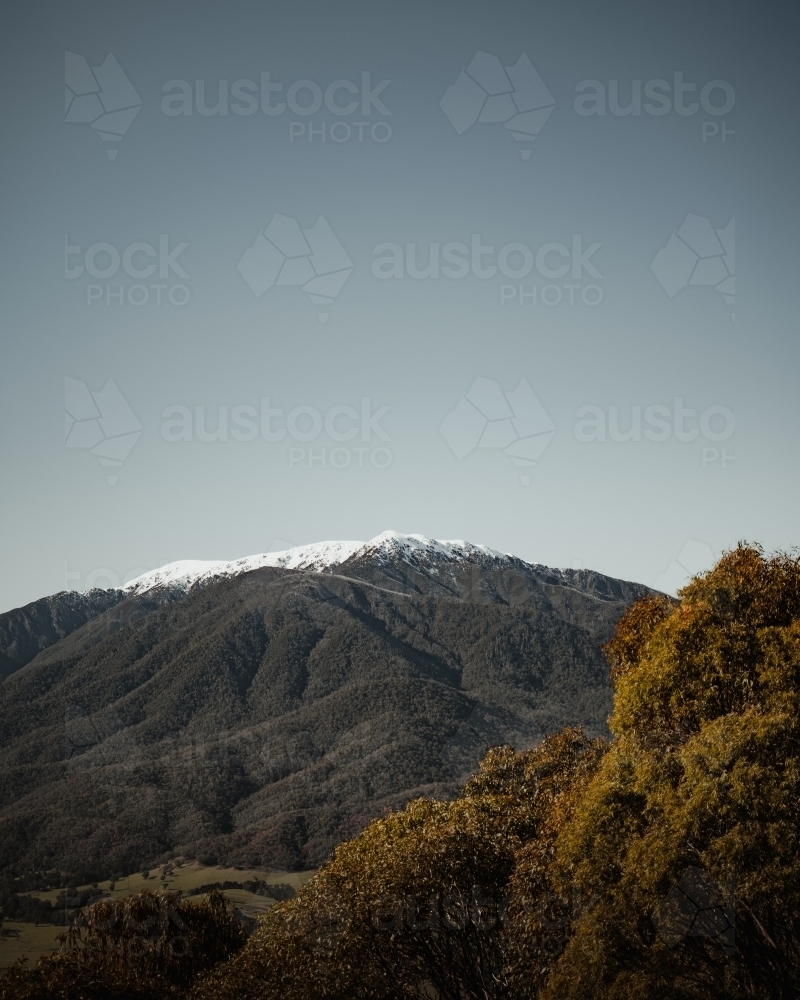 A snow-dusted Mt Bogong at the start of winter. - Australian Stock Image