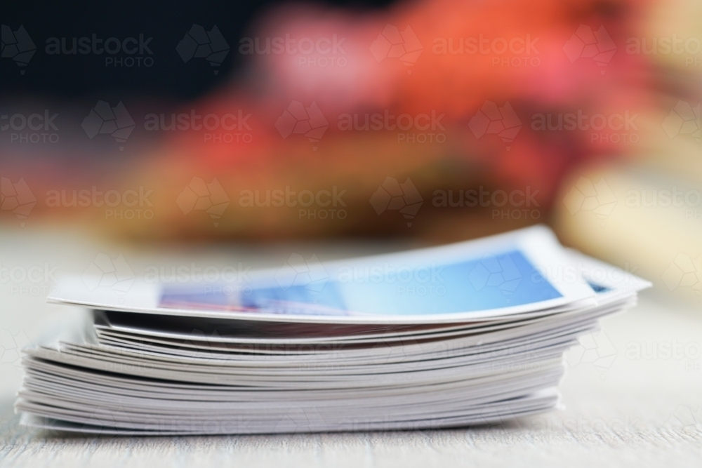 A stack of polaroid photos - Australian Stock Image