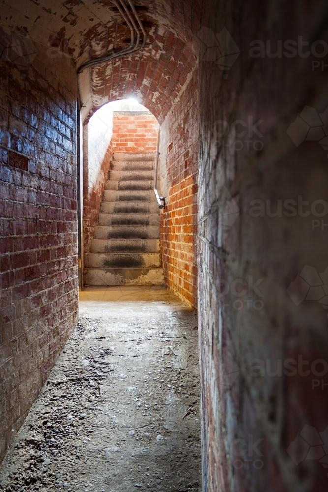 A stairway leading out of a tunnel - Australian Stock Image