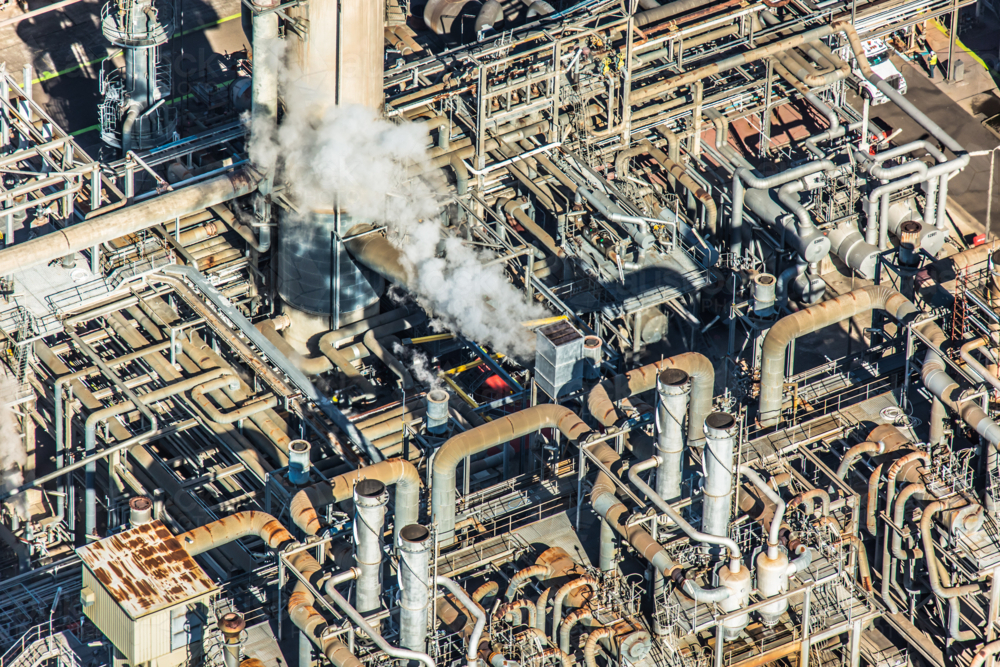 A tangle of pipes at a gasworks in Banksmeadow. - Australian Stock Image