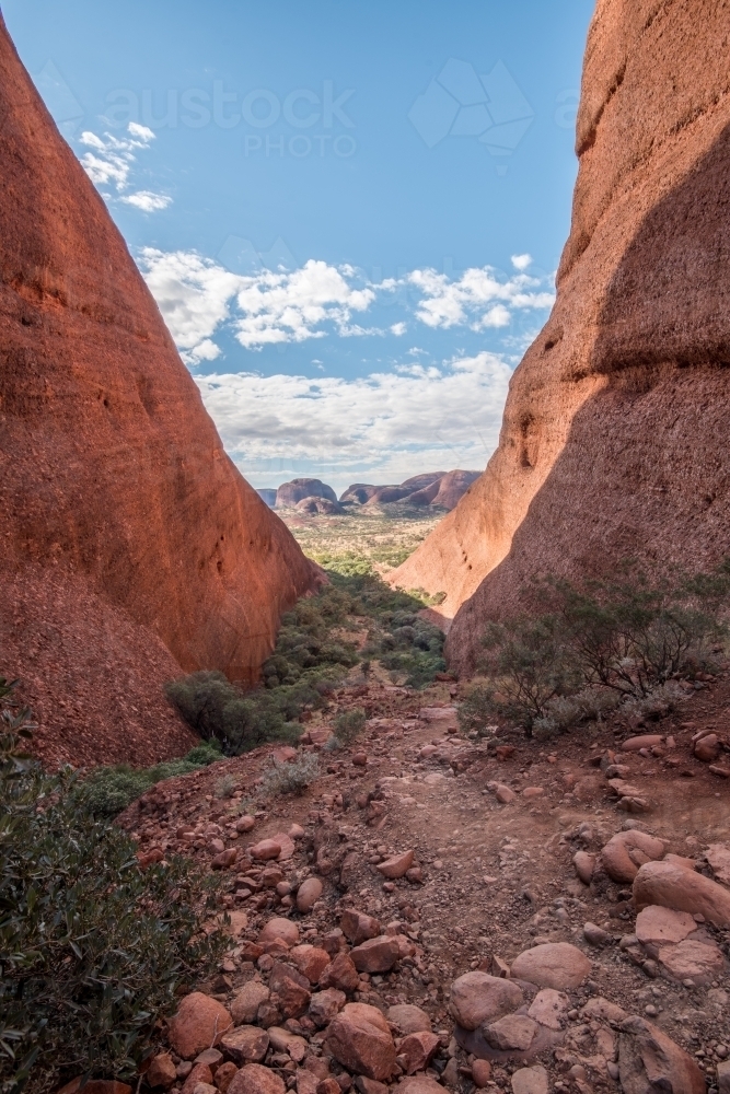 A view of hills from between a valley - Australian Stock Image