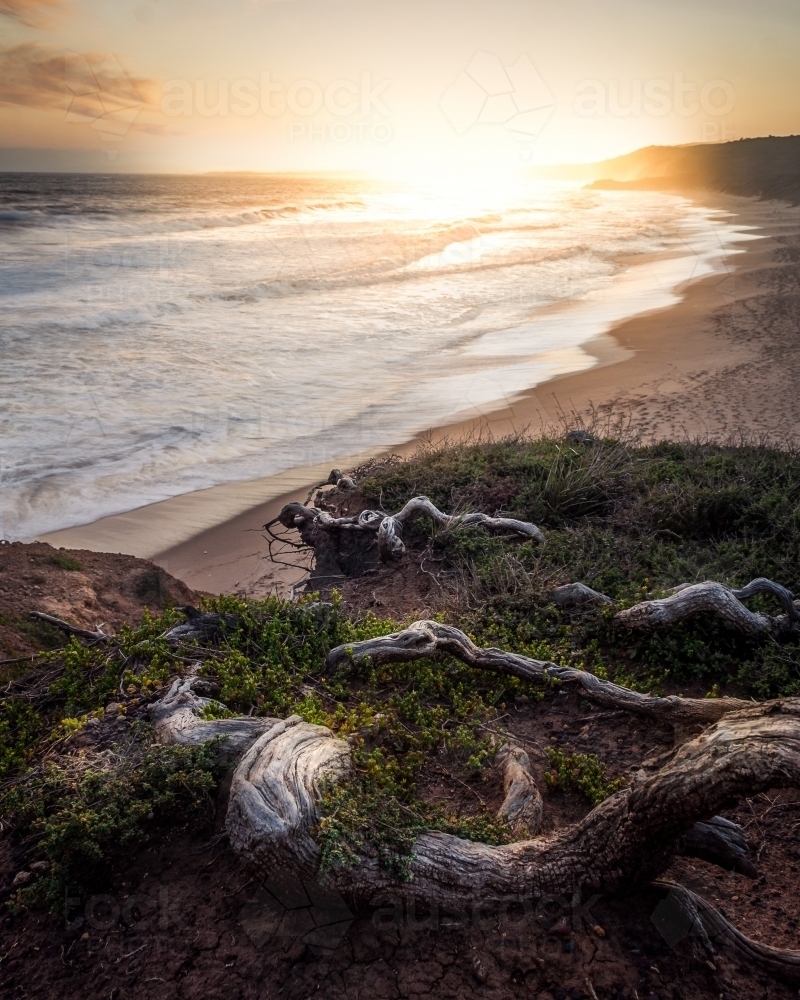 A Warm Summer Sunset on a Treacherous Beach - Australian Stock Image