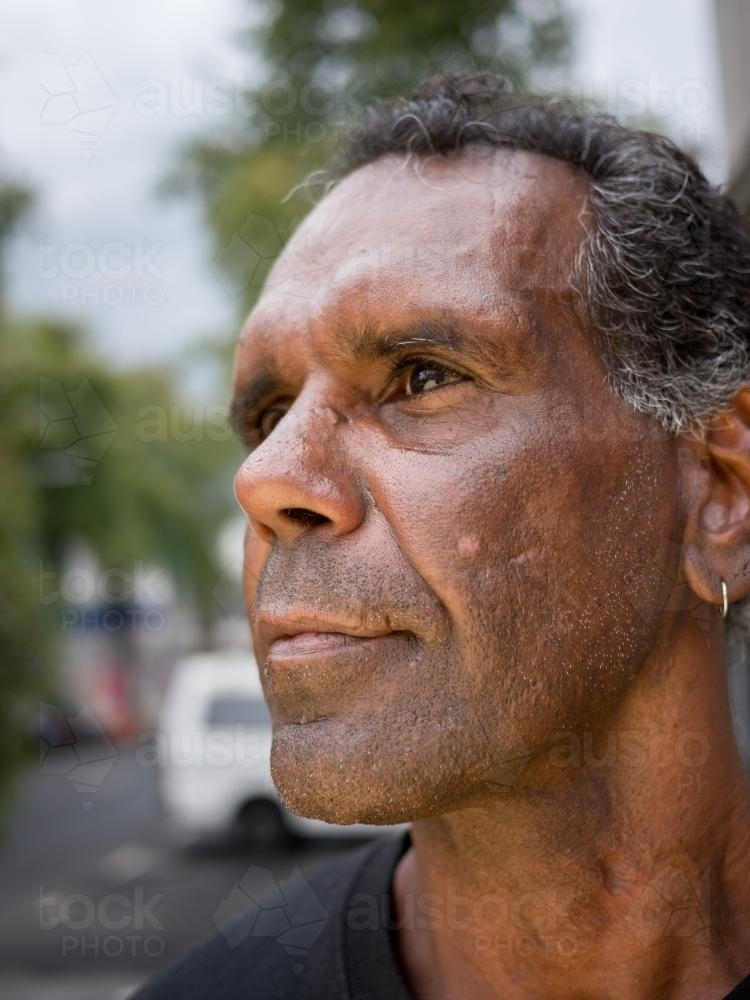 Aboriginal Australian Man Outdoors - Australian Stock Image