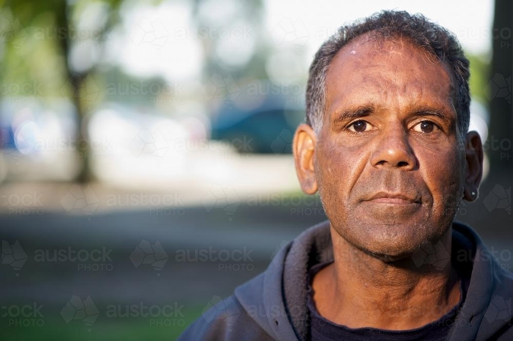 Aboriginal Australian Man Outdoors - Australian Stock Image