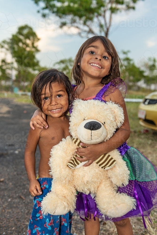 Aboriginal brother and sister - Australian Stock Image
