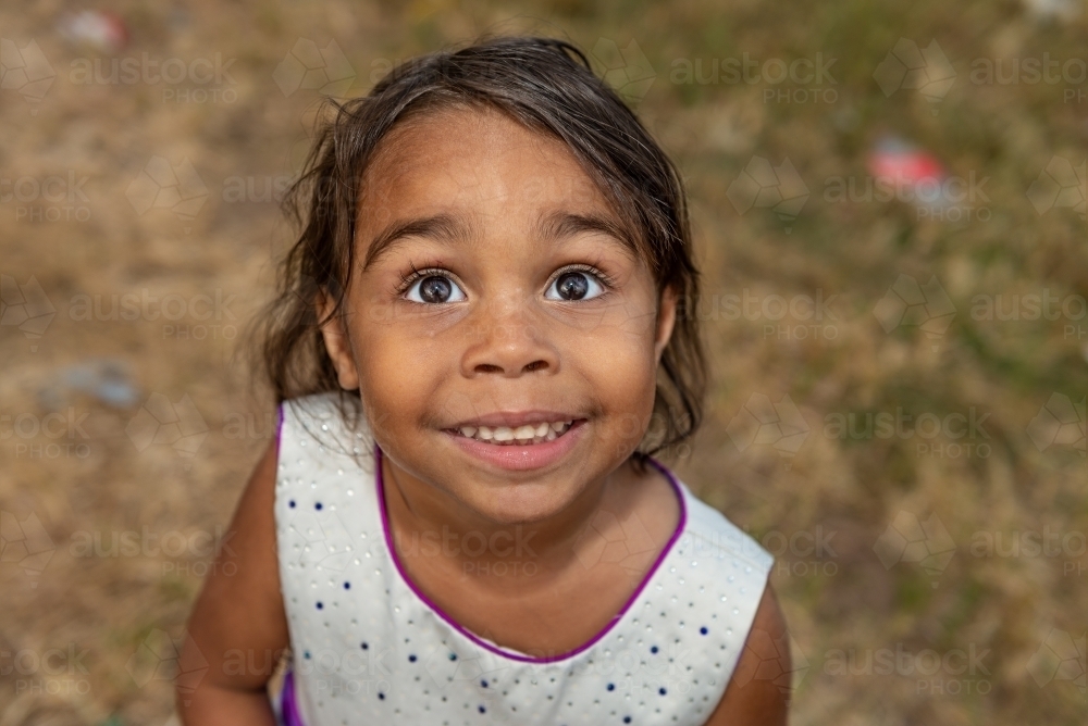 Aboriginal child smiling - Australian Stock Image