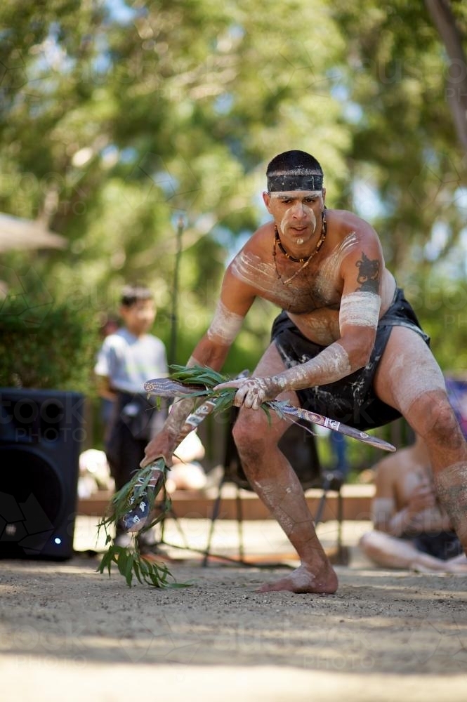 Aboriginal Dancer Performing Outdoors - Australian Stock Image