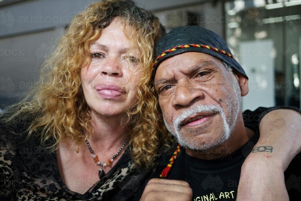 Aboriginal Man and Woman Close Up - Australian Stock Image