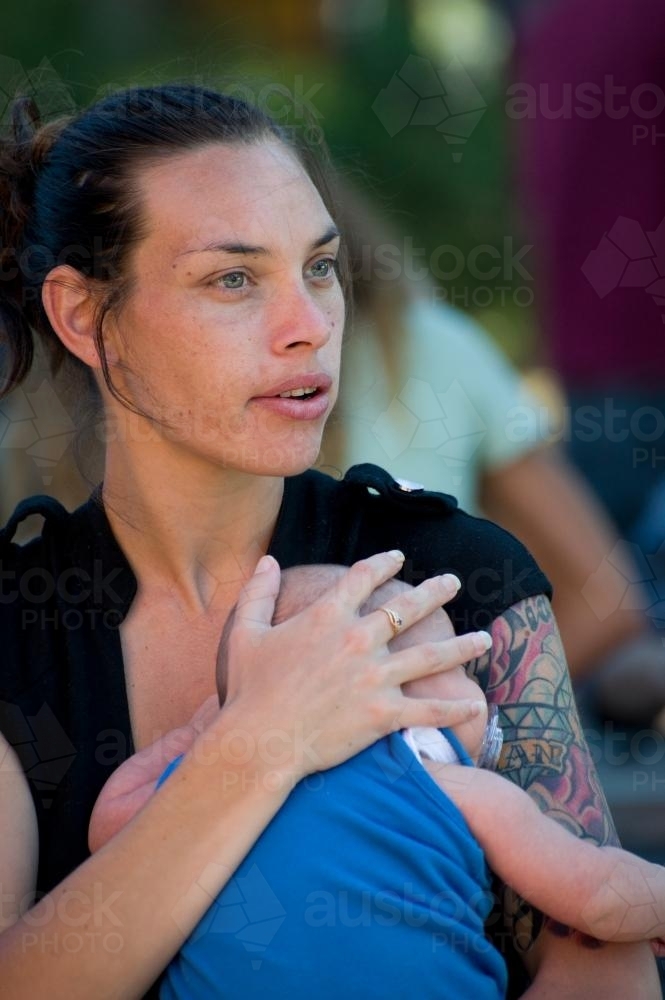 Aboriginal Mother and Baby - Australian Stock Image