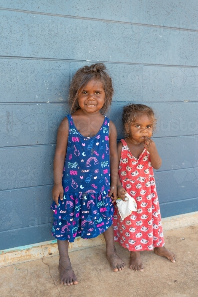 Aboriginal sisters - Australian Stock Image
