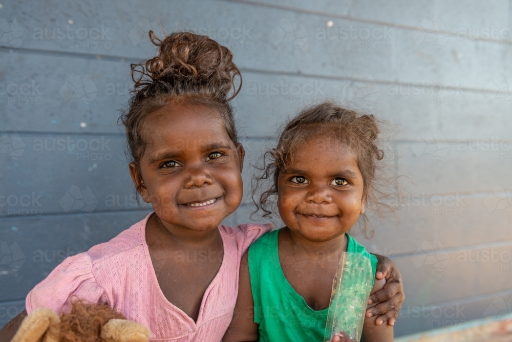 Aboriginal sisters - Australian Stock Image