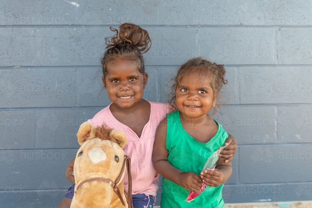Aboriginal sisters - Australian Stock Image