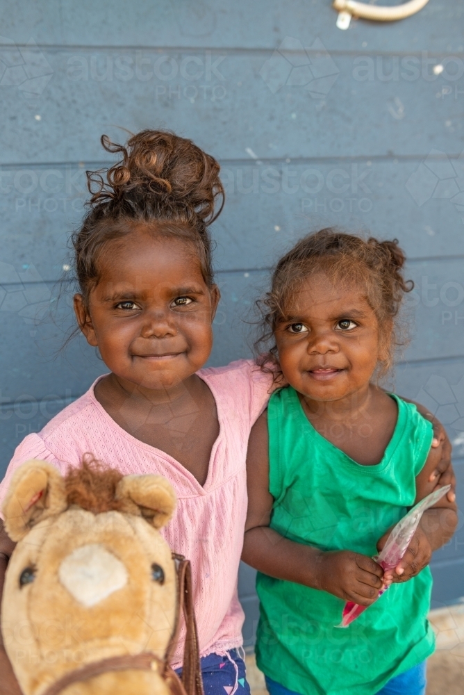 Aboriginal sisters - Australian Stock Image