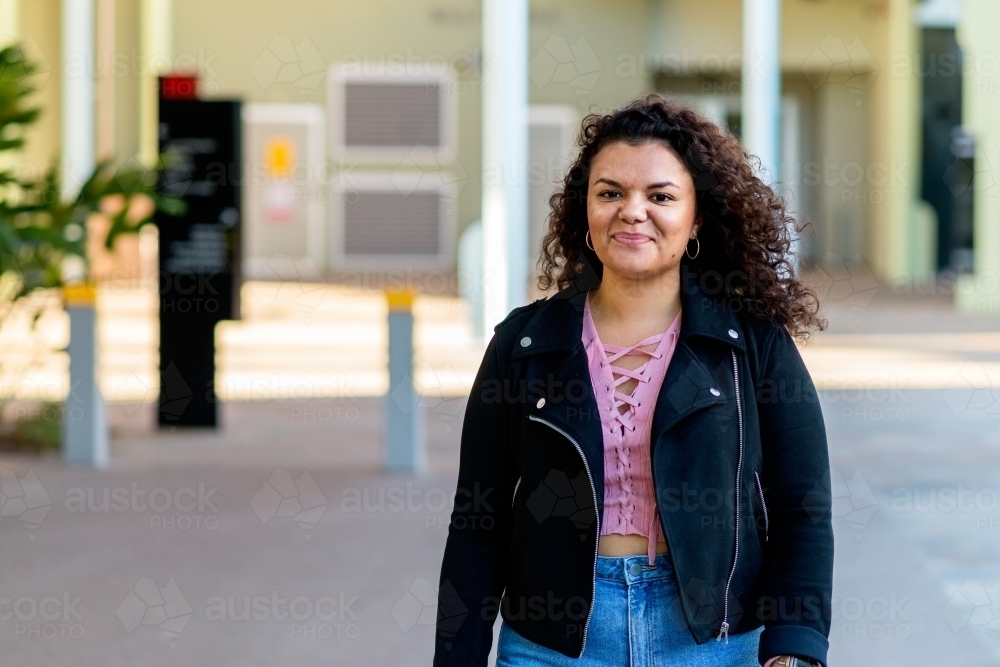 aboriginal woman on campus - Australian Stock Image