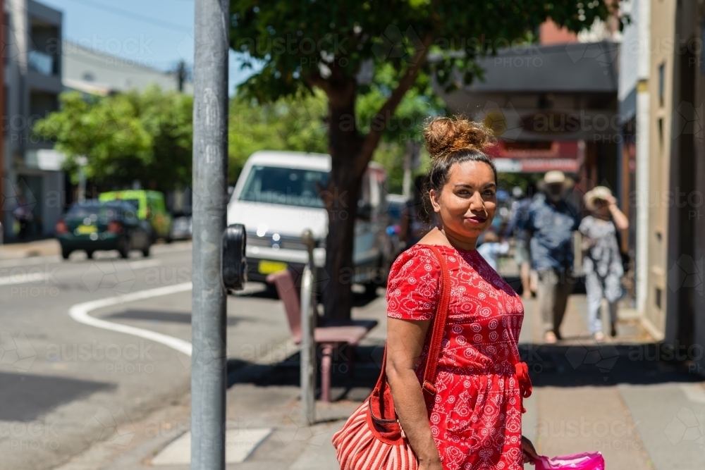 aboriginal woman walking  - Australian Stock Image