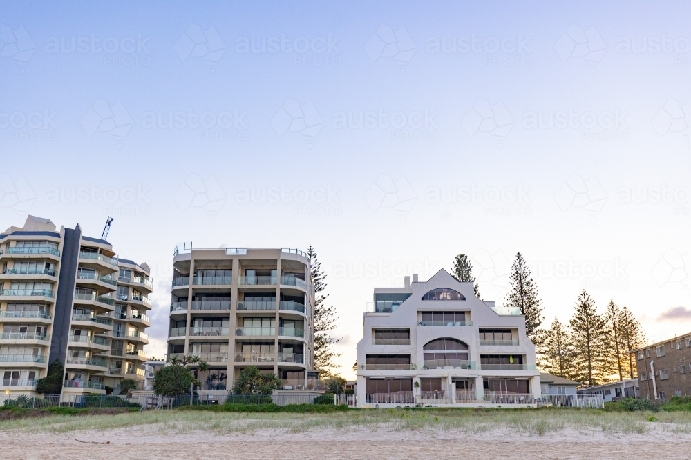 Absolute waterfront residential buildings along Miami Beach on the Gold Coast - Australian Stock Image