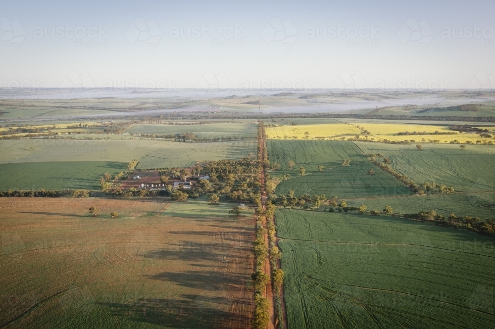 Aerial farm landscape in the Avon Valley in Western Australia - Australian Stock Image