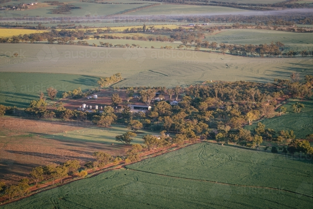 Aerial farming landscape in the Avon Valley in Western Australia - Australian Stock Image