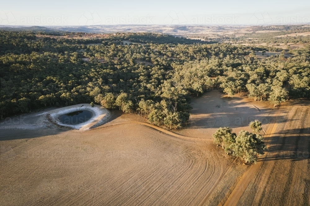 Aerial farming landscape in the Avon Valley of Western Australia - Australian Stock Image