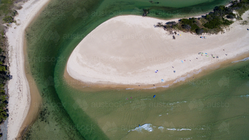 Aerial image of Cudgera Creek mouth at Hastings Point, NSW. - Australian Stock Image