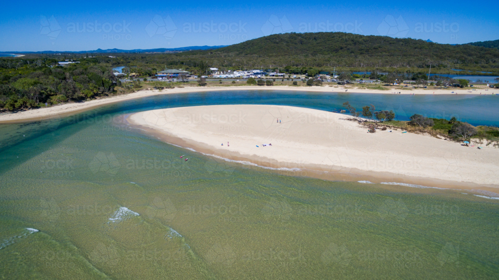 Aerial image of Cudgera Creek mouth at Hastings Point, NSW. - Australian Stock Image
