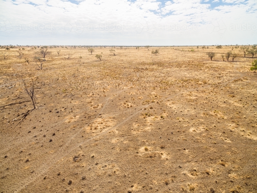 Aerial image of drought paddock - Australian Stock Image