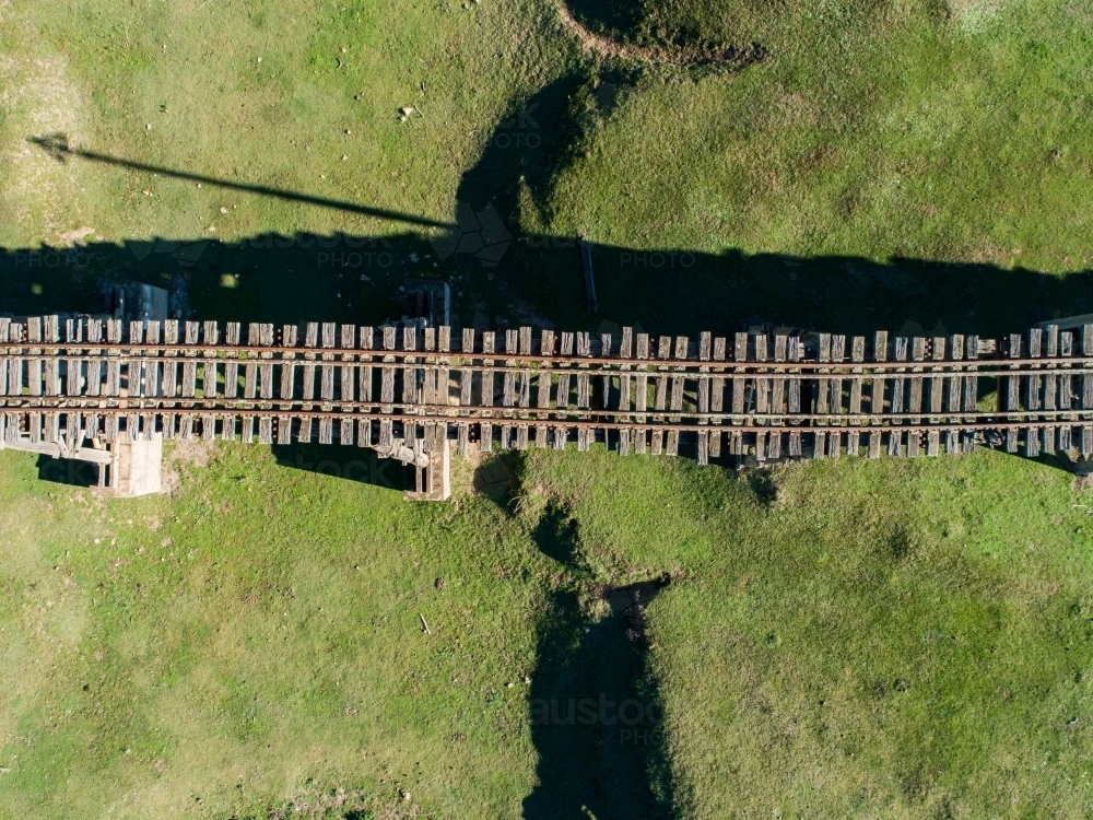 Aerial image of Gundagai historic railway bridge - Australian Stock Image