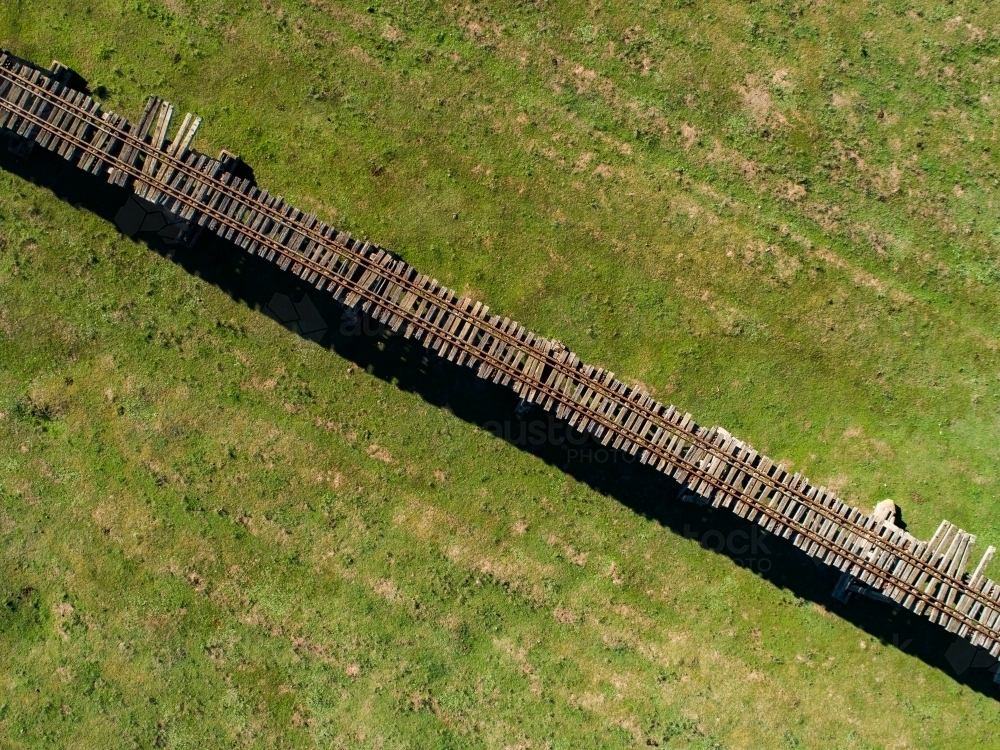 Aerial image of Gundagai historic railway bridge - Australian Stock Image