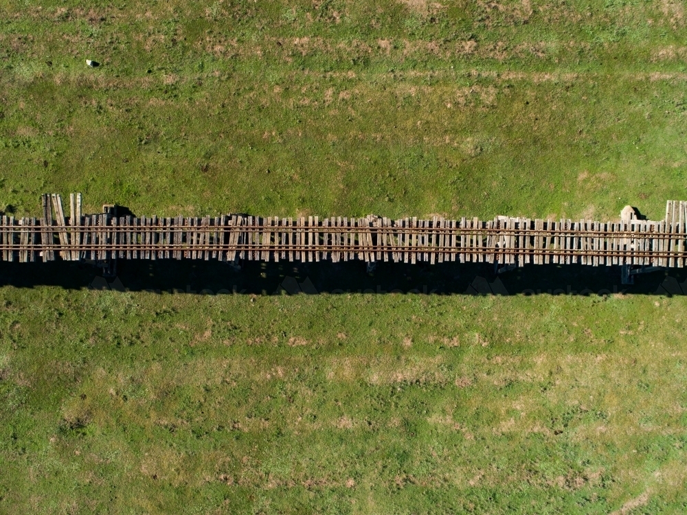 Aerial image of Gundagai historic railway bridge - Australian Stock Image
