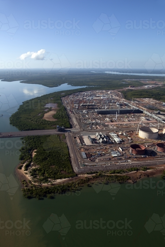 Aerial image of industrial plant in construction - Australian Stock Image